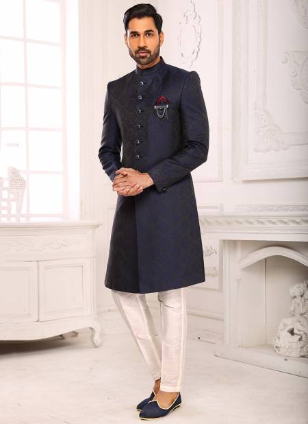 Dark Blue Colour Party Wear Mens Indo Western Collection 1167